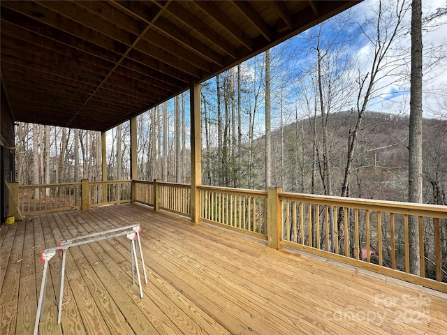 deck with a view of trees