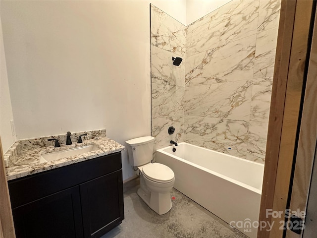 full bath with  shower combination, vanity, and toilet