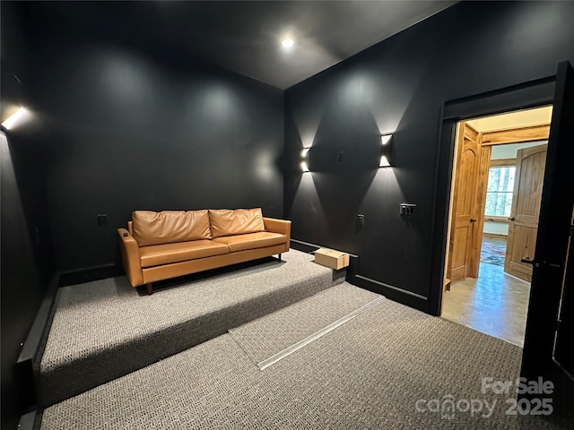 371 Hews Cir, Blowing Rock, NC 28605 - carpeted home theater room with baseboards and recessed lighting