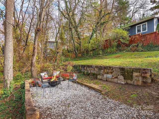60 Fulton St, Asheville, NC 28801 - view of grassy yard with a fire pit