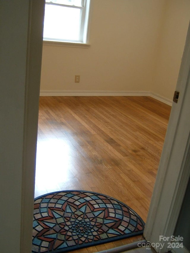 spare room with hardwood / wood-style flooring