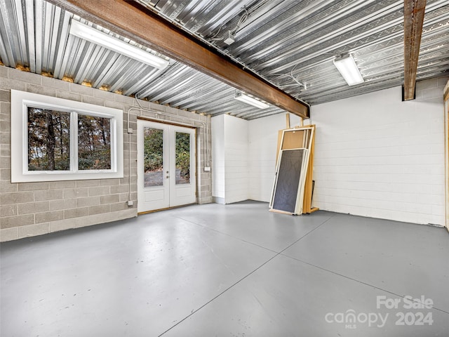 garage featuring french doors