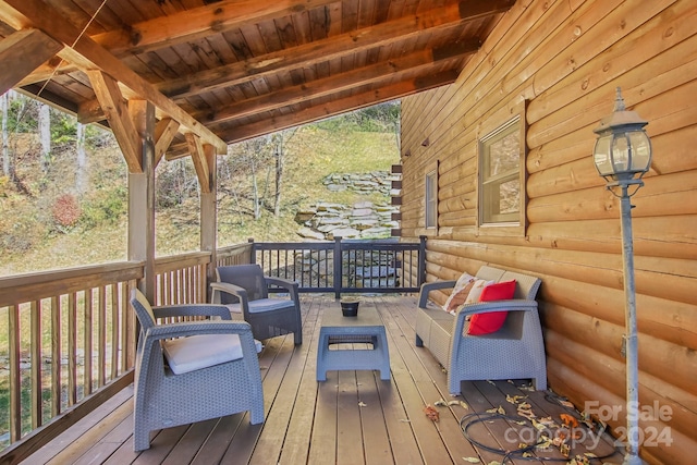 deck with an outdoor living space