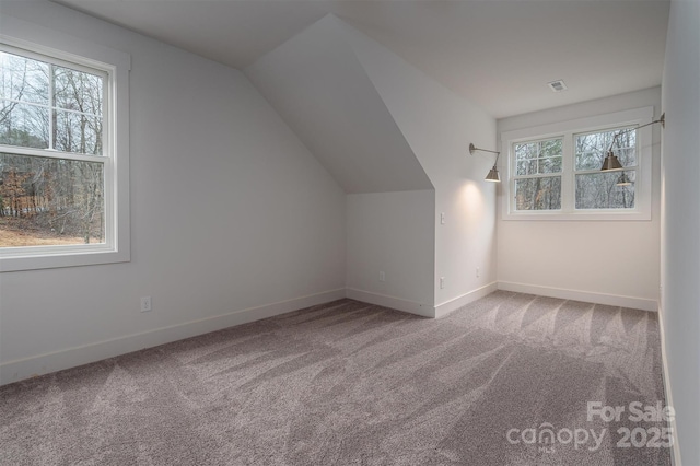 6630 Vesuvius Furnace Rd Unit 1, Denver, NC 28037 - additional living space featuring baseboards, carpet floors, lofted ceiling, and visible vents
