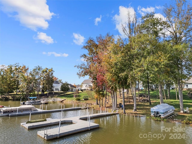 dock area featuring a water view