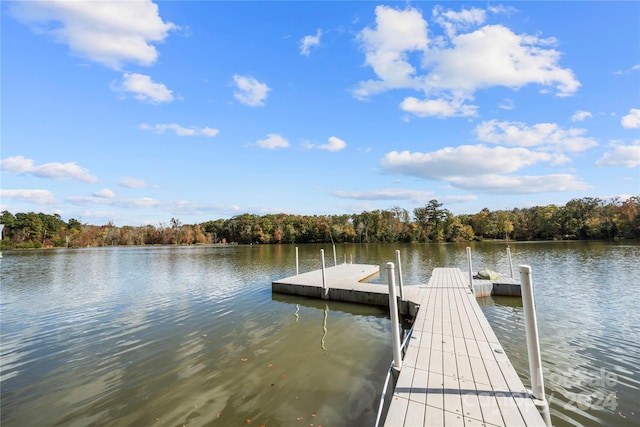 view of dock featuring a water view