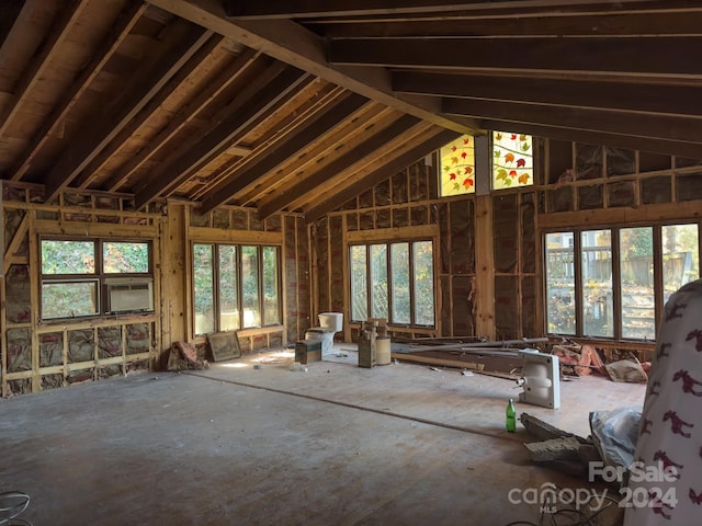 miscellaneous room featuring a healthy amount of sunlight and high vaulted ceiling