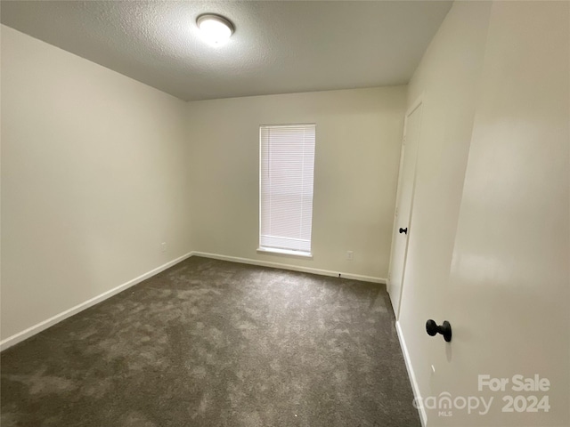 carpeted empty room with a textured ceiling