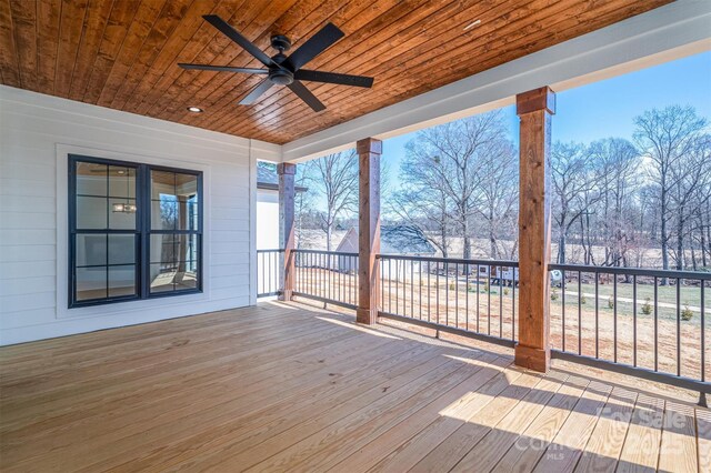 deck featuring ceiling fan