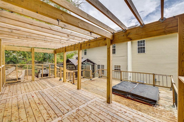 wooden terrace featuring a pergola