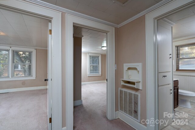 24947 Nc-24/27 Hwy, Albemarle, NC 28001 - hallway featuring crown molding and light colored carpet