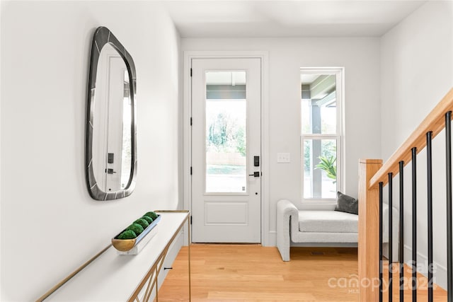 doorway featuring light wood-type flooring