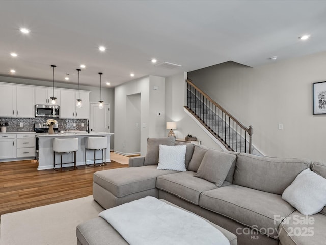 living room featuring light hardwood / wood-style flooring