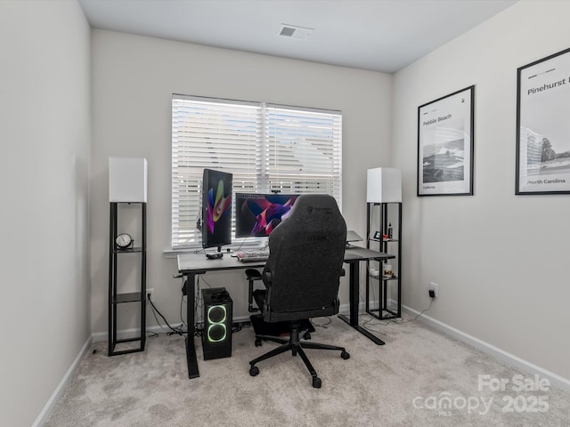 view of carpeted office space