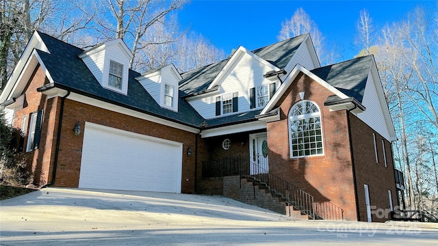 front of property with a garage