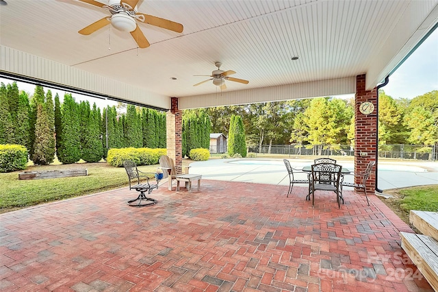 view of patio with ceiling fan