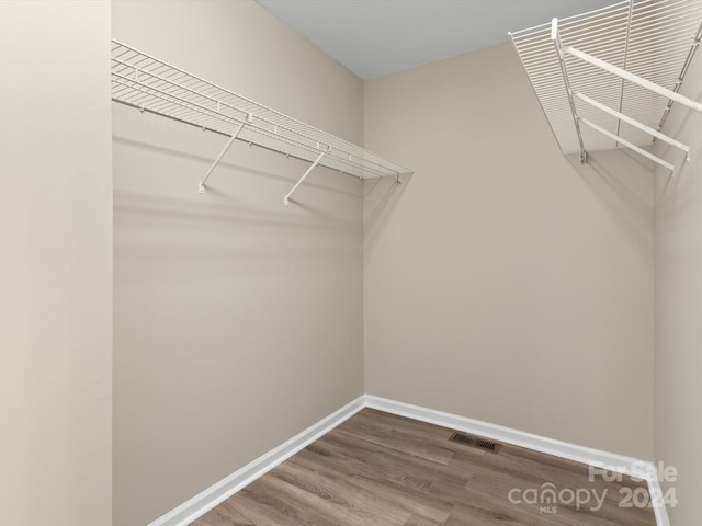 walk in closet featuring wood-type flooring