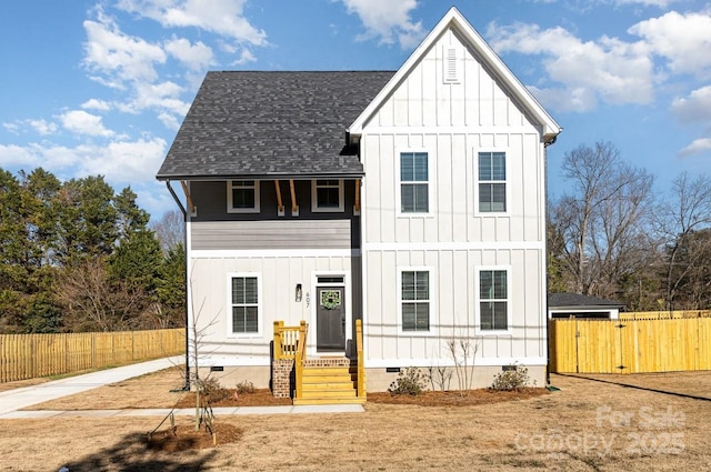 view of modern inspired farmhouse