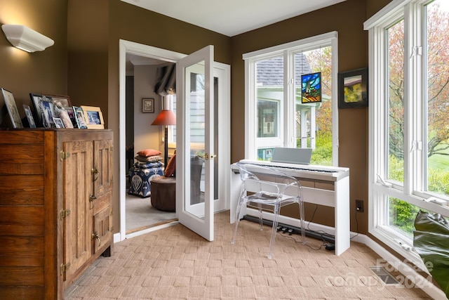 interior space with light colored carpet