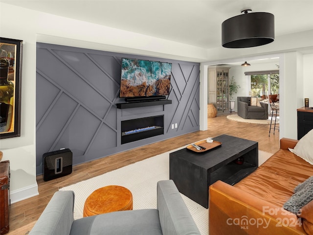 living room with light hardwood / wood-style floors