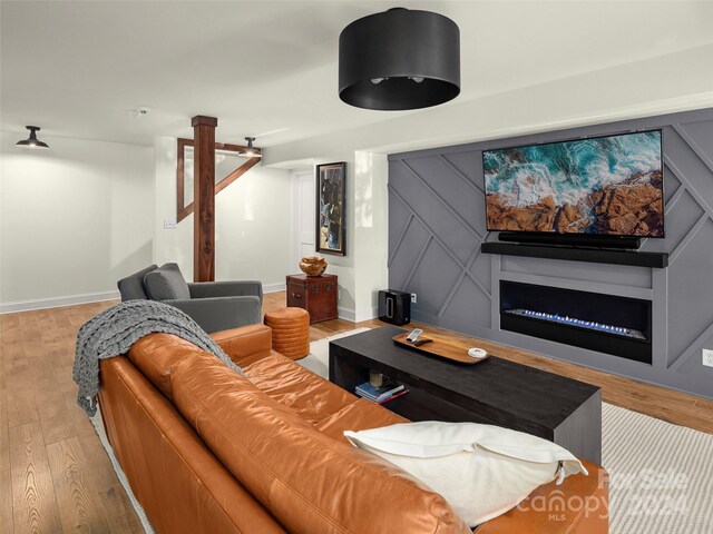 living room with light wood-type flooring