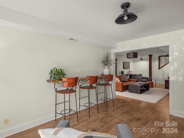 dining space featuring light hardwood / wood-style flooring