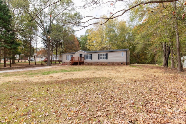 manufactured / mobile home featuring a wooden deck