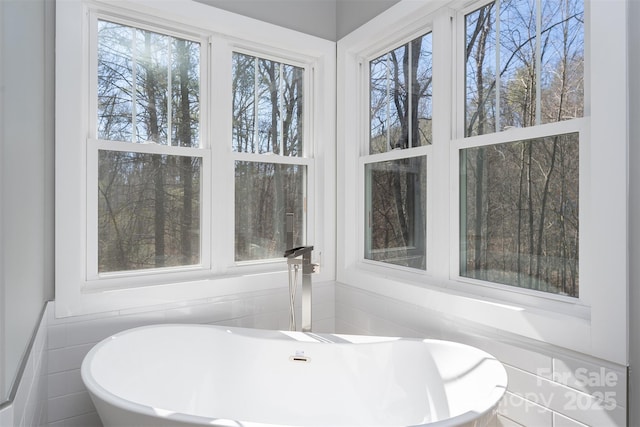 bathroom featuring a freestanding bath