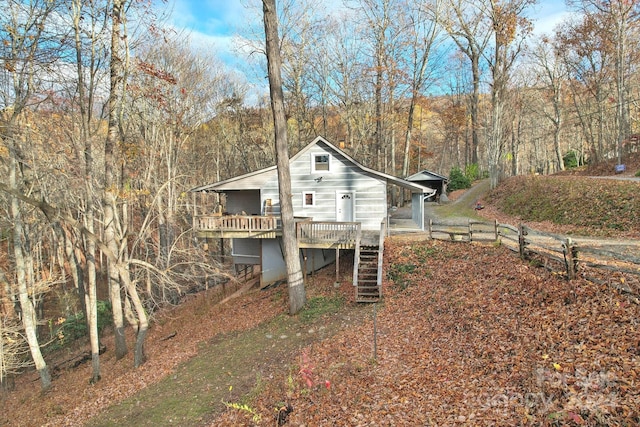 view of front of property with a deck