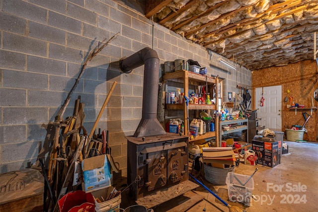 basement featuring a workshop area