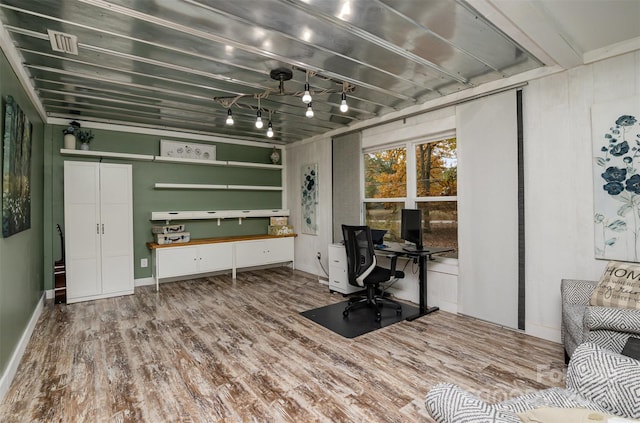 office area featuring hardwood / wood-style floors