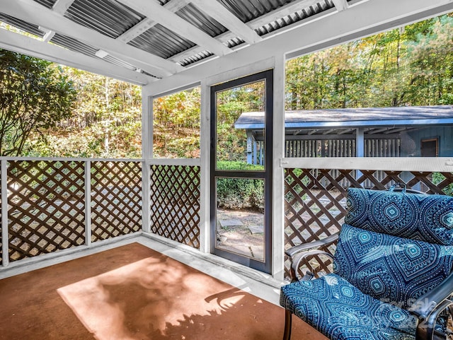 view of unfurnished sunroom