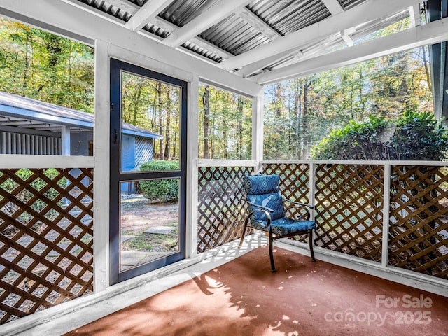 view of unfurnished sunroom