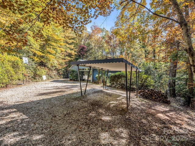 view of yard featuring a carport