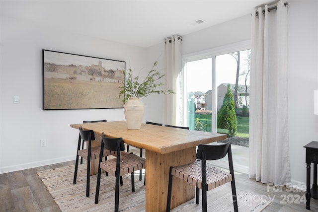 dining area featuring light hardwood / wood-style floors