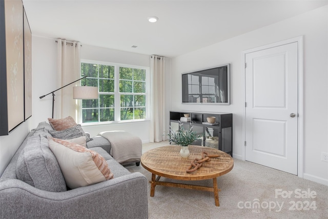 living room with carpet flooring