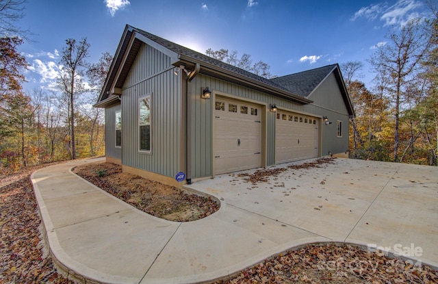 view of home's exterior with a garage