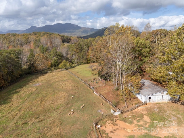 bird's eye view with a mountain view