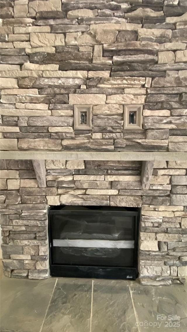 details featuring a fireplace