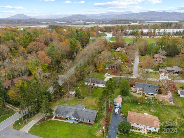 birds eye view of property featuring a mountain view