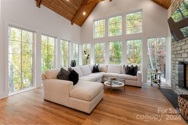 sunroom / solarium with wooden ceiling and a wealth of natural light