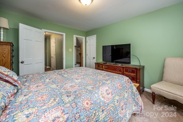 carpeted bedroom with a closet