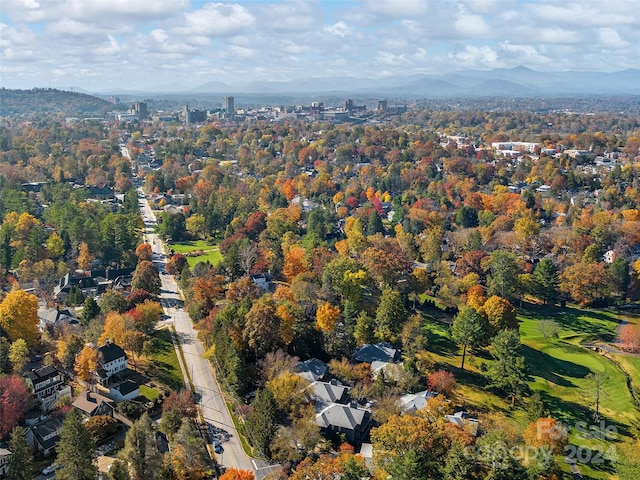 aerial view with a mountain view