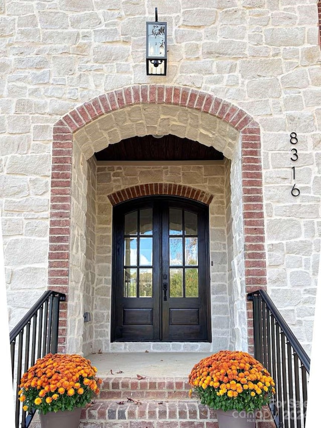 property entrance with french doors