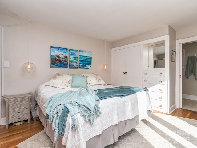 bedroom featuring a closet and hardwood / wood-style floors