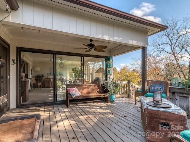 deck featuring ceiling fan