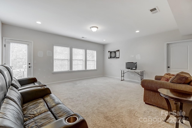 carpeted living room with plenty of natural light