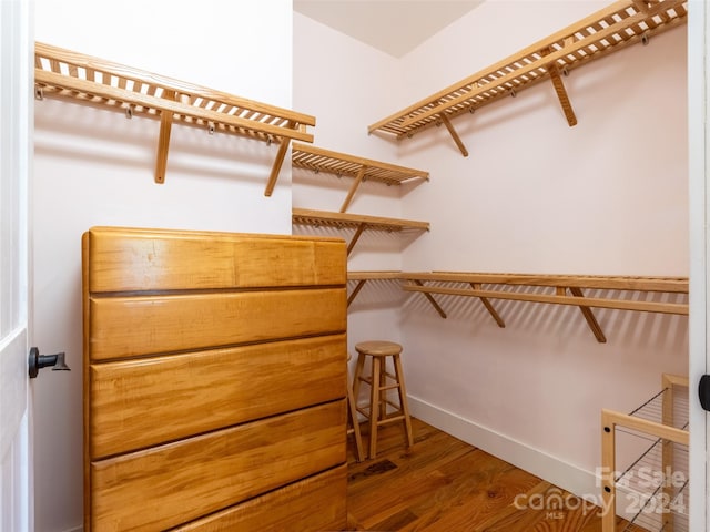 spacious closet featuring hardwood / wood-style flooring