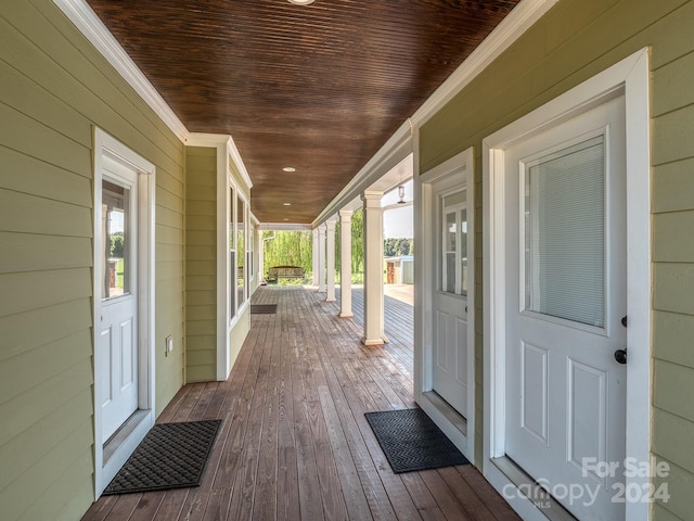 wooden deck with a porch