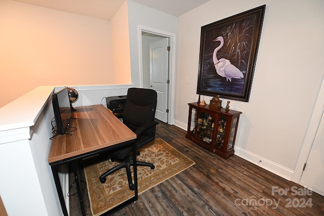 office space featuring dark hardwood / wood-style floors